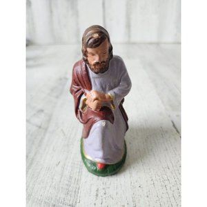 Vintage Germany Shepherd Joseph paper mache religious statue figuring Xmas